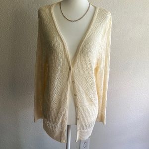 Valerie Bertinelli Crotched Cream Cardigan Size XL